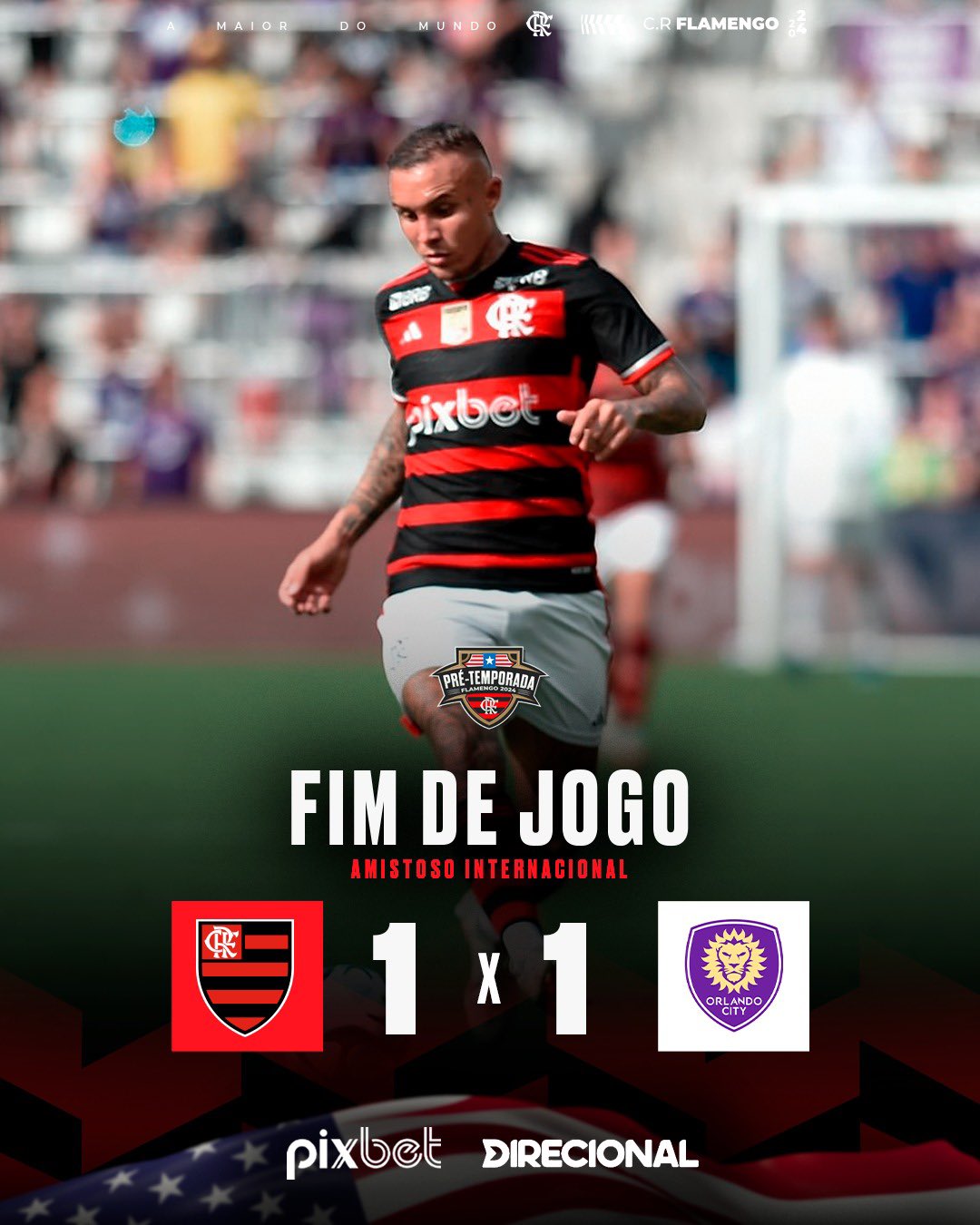 Flamengo on X: Fim de jogo nos Estados Unidos. Pela @FC_series, o Mengão  fica no empate com o Orlando City em 1 a 1. Pedro marcou o gol rubro-negro.  #CRF #VamosFlamengo  /
