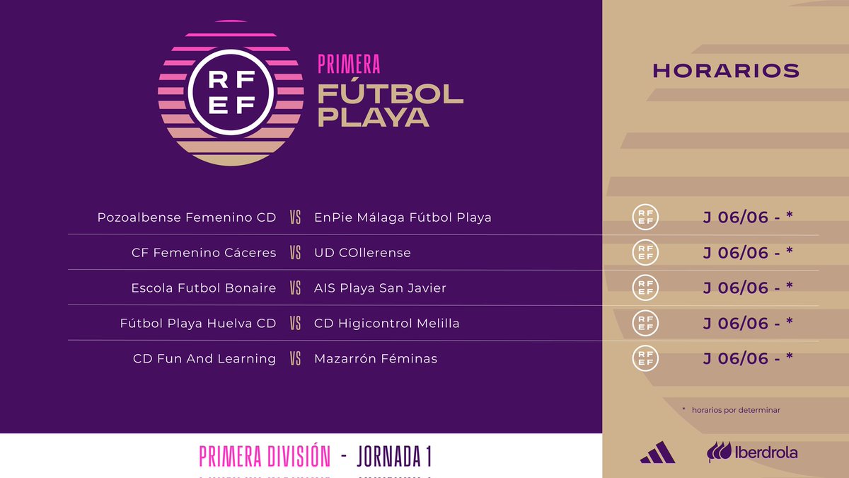 FutbolPlayaRFEF's tweet photo. ℹ️ Celebrado el sorteo de los Campeonatos de 𝟭ª y de 𝟮ª División de Fútbol Playa Femenino y Masculino 2023/24

🏟 Once sedes acogerán, del 24 de mayo al 7 de julio, las 4️⃣ categorías de los Campeonatos Nacionales de #FútbolPlaya ⚽️🏖 de la @rfef

🔗 https://t.co/pB828AUJ7m https://t.co/ZDtkjYVwcN