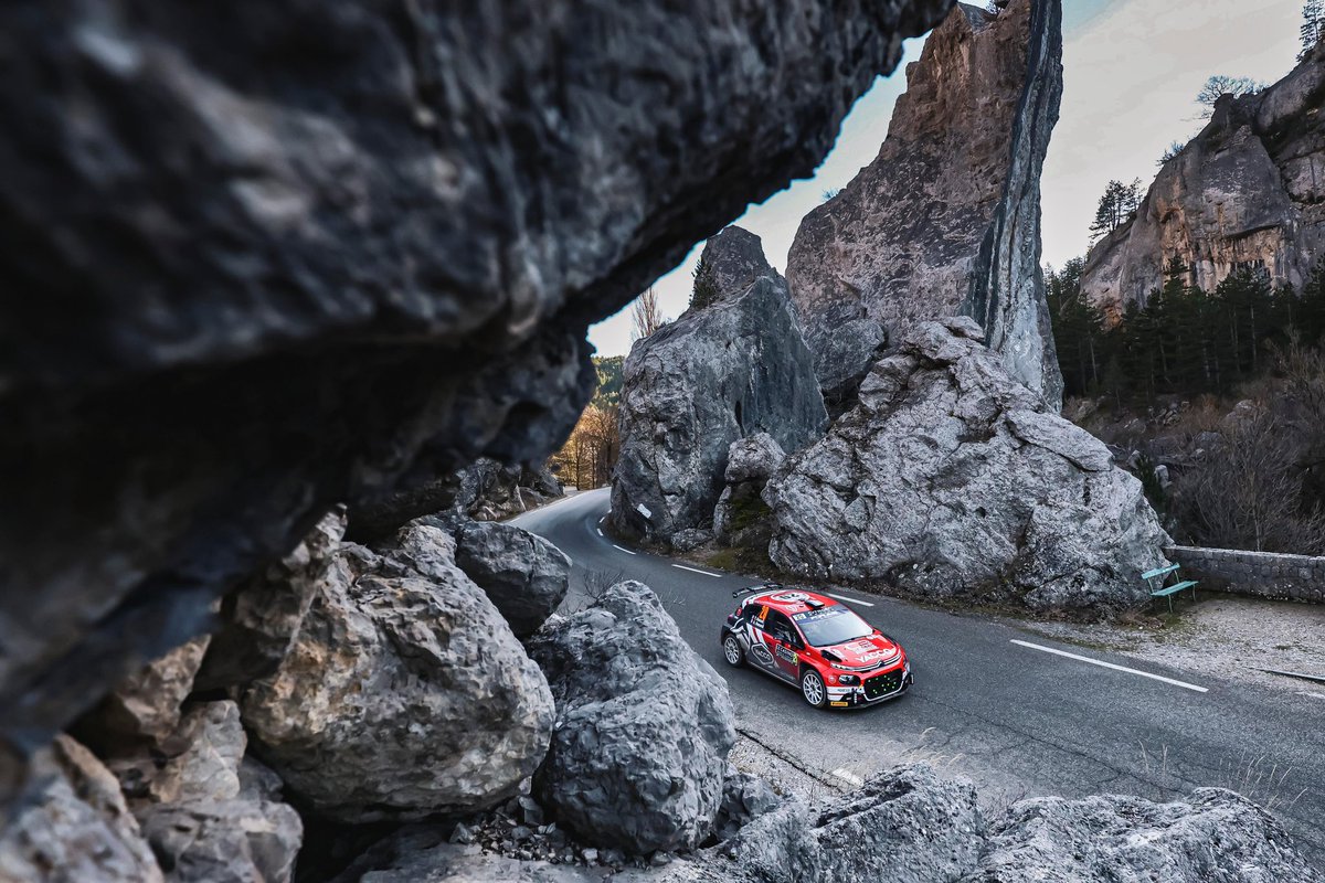 CitroenRacing's tweet photo. What an end to an already crazy Day 3 at @OfficialWRC Monte-Carlo!!! 🔥
We are currently P1 and P3 of the WRC2, Nikolay - Konstantin are leading the pack and Yohan- Arnaud are battling within 6s of their teammates!
It promises to be an epic battle with 52km of stages to go!! 🤩 https://t.co/IIBkDSiG42