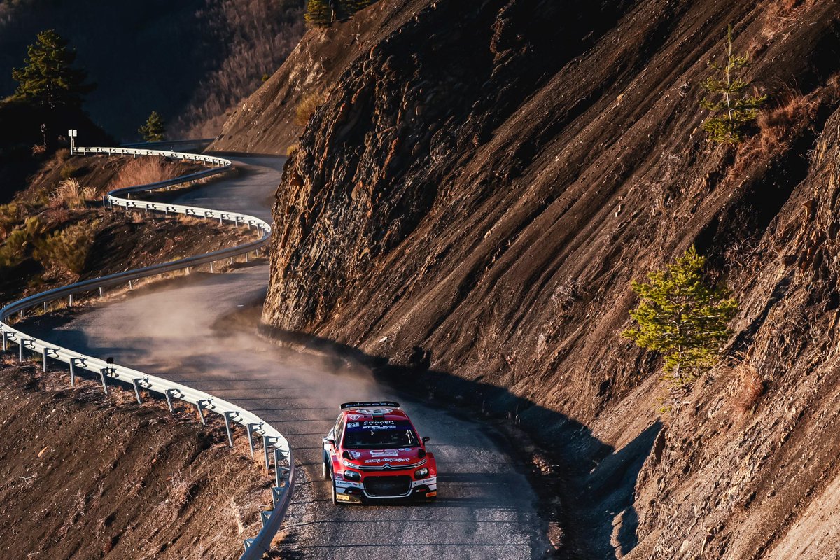 CitroenRacing's tweet photo. What an end to an already crazy Day 3 at @OfficialWRC Monte-Carlo!!! 🔥
We are currently P1 and P3 of the WRC2, Nikolay - Konstantin are leading the pack and Yohan- Arnaud are battling within 6s of their teammates!
It promises to be an epic battle with 52km of stages to go!! 🤩 https://t.co/IIBkDSiG42