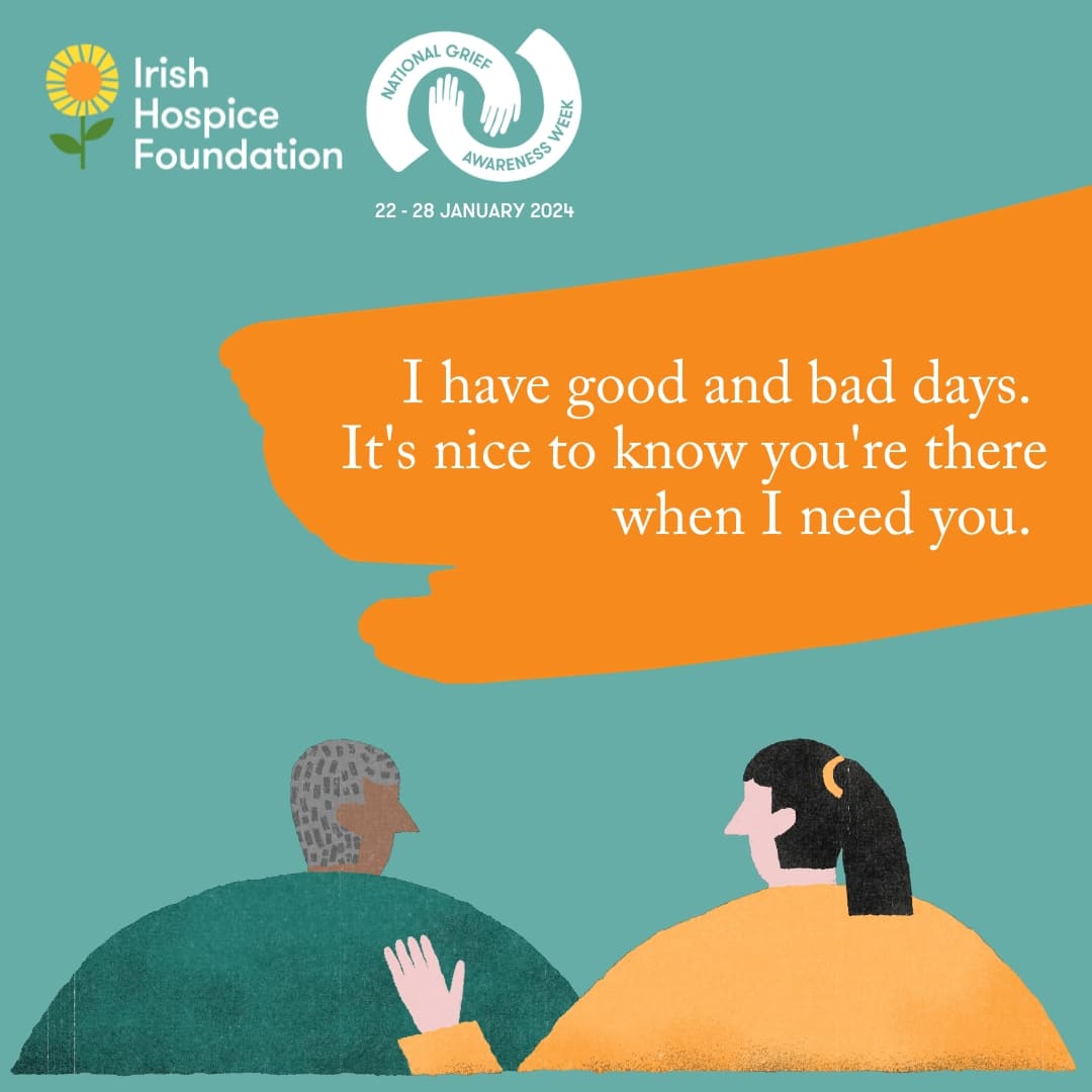 Know someone who is grieving? It’s important to be there for them in the early days but also in the weeks and months ahead. There is no time limit to  grief; it takes the time it takes.
#BeGriefAware #NGAW2024
@IrishHospice