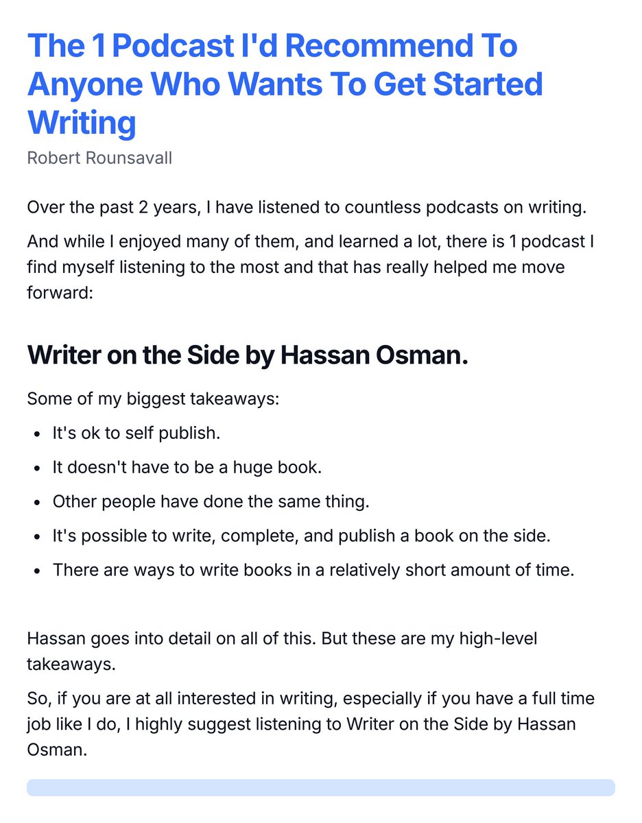 The Writer On The Side Podcast has shown up at the top of my stats in 2023 and so far 2024. @HassanO does a great job!