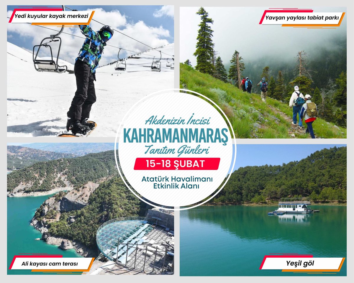 Elbistander's tweet photo. 🏅Kahramanmaraş'ın bölgenin
#Doğa ve #Turizm merkezi olduğunu biliyoruz muydunuz ?
👉Çoook daha  fazlası için #Kahramanmaraş
 👇👇👇👇👇👇
📌15- 18 #Şubat'ta #atatürk
 Havalimanı'nda 
 #yöresellezzetler #quotes #w2601 #RealMadrid  #İSTANBUL #Gaza #Texas #FreePalestine #AFCON2023 https://t.co/KSoOLgV85Q
