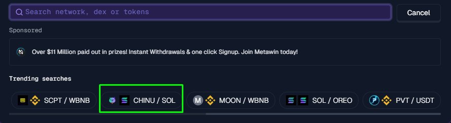 Announcement! 📢

The Chinese Chow dog $CHINU is now trending on the "Most Viewed Pages" on CoinMarketCap! 📈

You can see here: coinmarketcap.com/most-viewed-pa…

Also, we are trending on GeckoTerminal on Trending Searches!

Check it here at the search bar: geckoterminal.com/solana/pools/2…

$SOL