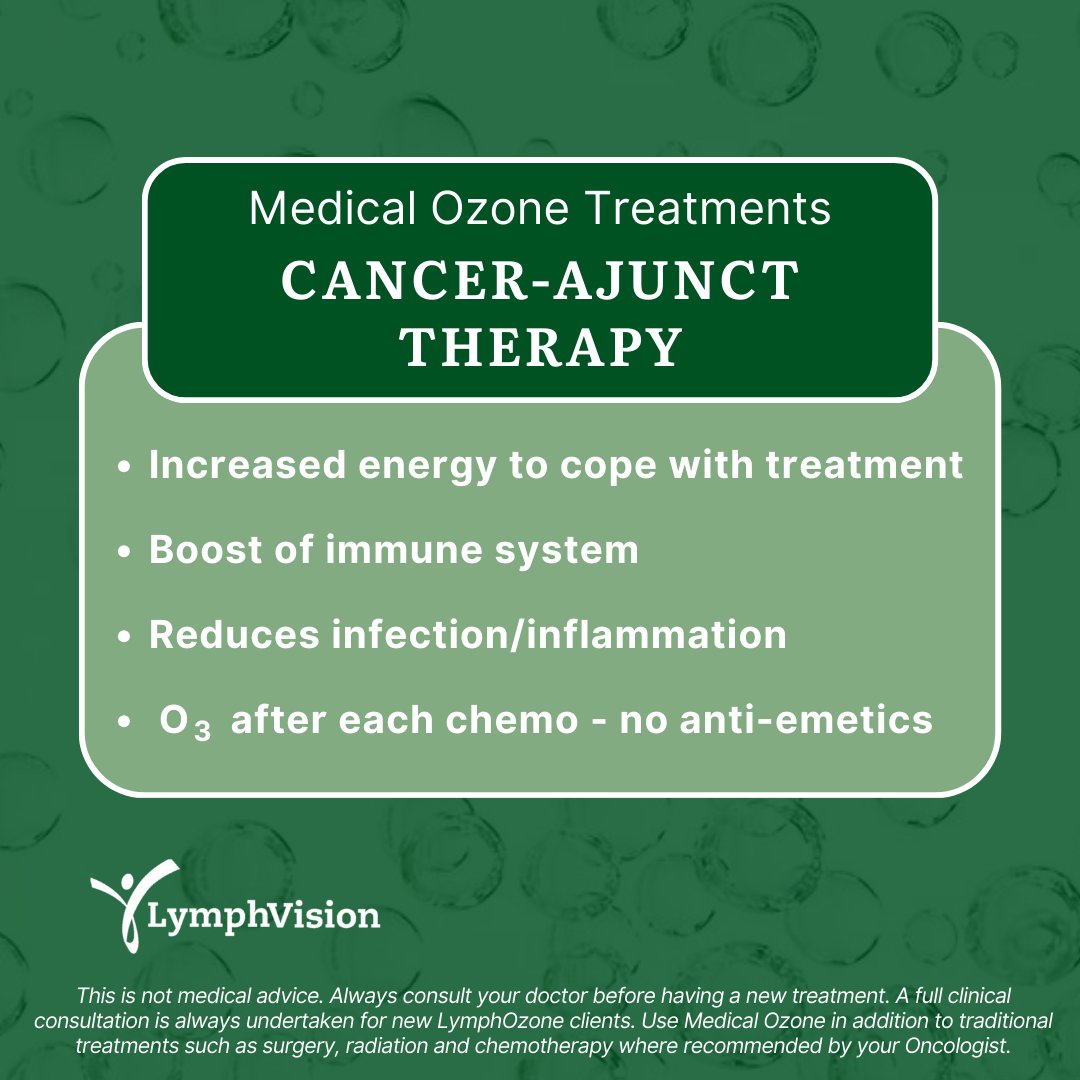 LymphVision's tweet image. If you're new to Ozone treatments you may wonder how it can help you...

Here's what you need to know about Medical Ozone and Cancer treatment.

Find out more: lymphozone.com
#ozonetreatment #ozonetherapy #medicalozone #medicalozonetherapy #cancer #cancertreatment