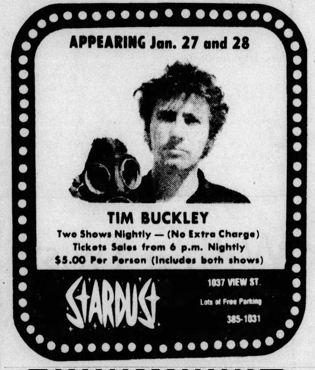 OTD in 1975 💥💥💥

January 27-28, 1975 Stardust, Victoria, BC

#TimBuckley