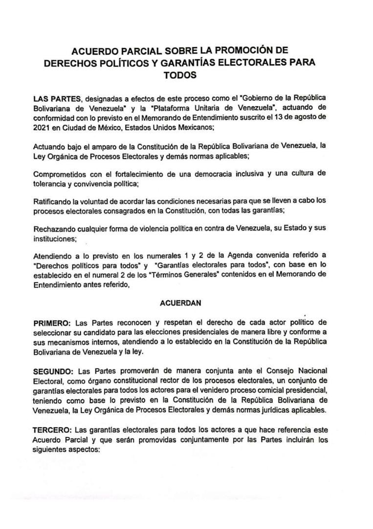 ja_riera's tweet photo. ¿Alguien me puede indicar  en qué parte del acuerdo firmado entre el gobierno y la oposición en Barbados🇧🇧aparece el nombre de Maria Corina Machado y su habilitación? Plataforma unitaria ella NO VA debe ser juzgada por Traición a la patria. https://t.co/ku3zl0IZxj