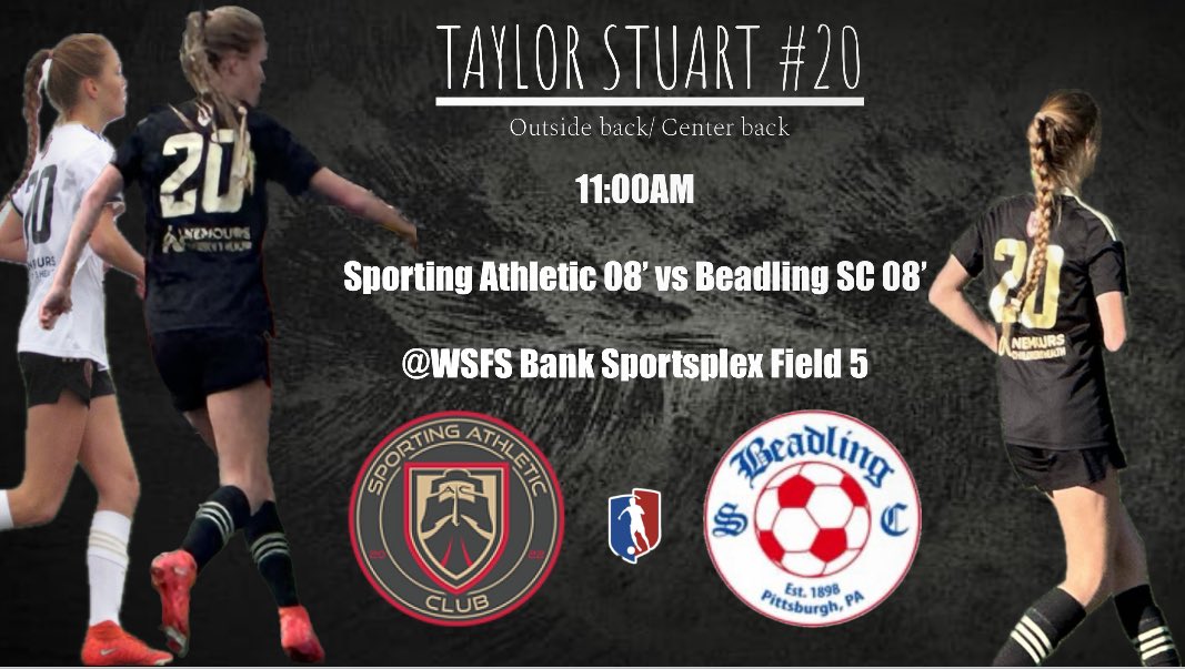 taylor_stuart19's tweet photo. So excited for first game of the new year! Come and watch me and my @SportingAthClub this Sunday! @ImYouthSoccer @firstpointusa @GAcademyLeague @ImCollegeSoccer @TopDrawerSoccer https://t.co/96yfWDLIjt
