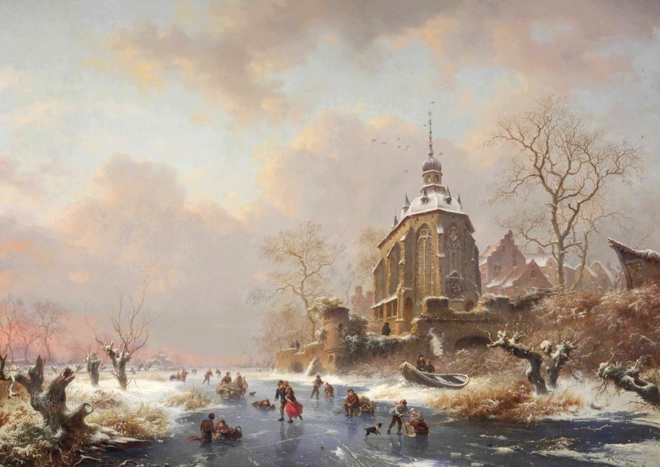 Frederik Marianus Kruseman (1816-1882), Winterfun on the Ice Near a Castle, 1879 
oil on canvas 
private collection