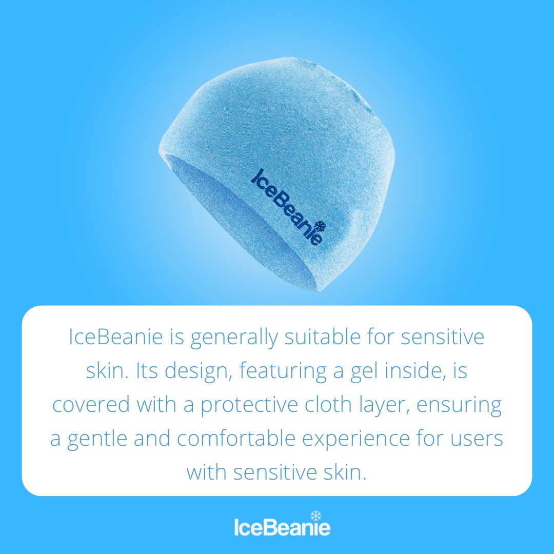 IceBeanie, your ally for sensitive skin! 🧊✨ With a protective cloth layer, it stays in place, shielding your skin.

For optimal relief, use it always with the protective cloth layer and limit to 10-20 minutes at a time. Your comfort matters! 

 #SensitiveSkinCare #Migraines