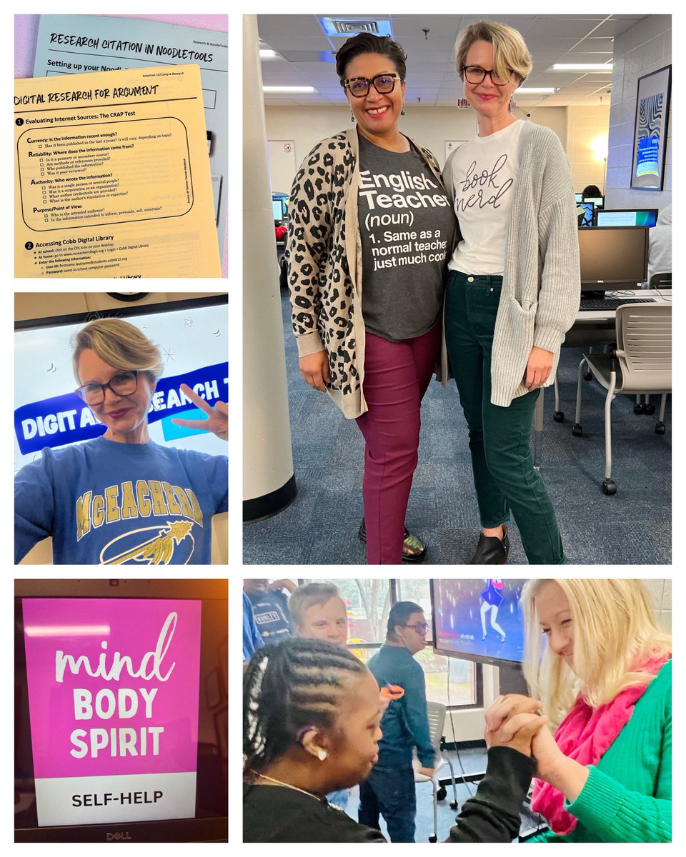 This week’s highlights: #twinning with Ms. Worthy, digital research with our #awesome Amlit classes, #nonfiction genre design & an #allabouttheweather scavenger hunt & dance party!! #somuchtolove💙💛 #highschoollibrary #learningcommons #cobblms @McEachernHigh @ccalms @glma