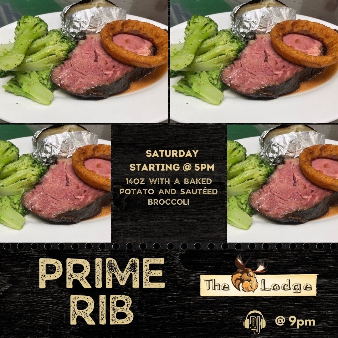 🌟🍖 Prime Rib perfection awaits! Dive into a 14oz cut with all the fixings – baked potato and sautéed broccoli. Plus, the party continues with DJ vibes from 9 PM to close. Your Saturday night plans just got tastier! 🎵🥔 #PrimeRibFeast #DJParty #TheLodgeofAntioch #TheLodge...