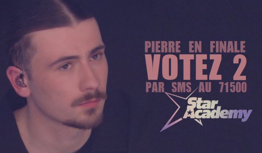 Satine_Sand's tweet photo. Dernière ligne droite les gars, on vote sans relâche !! #PierreEnFinale #StarAcademy #StarAcademyleLive https://t.co/CrnoCOQNjN