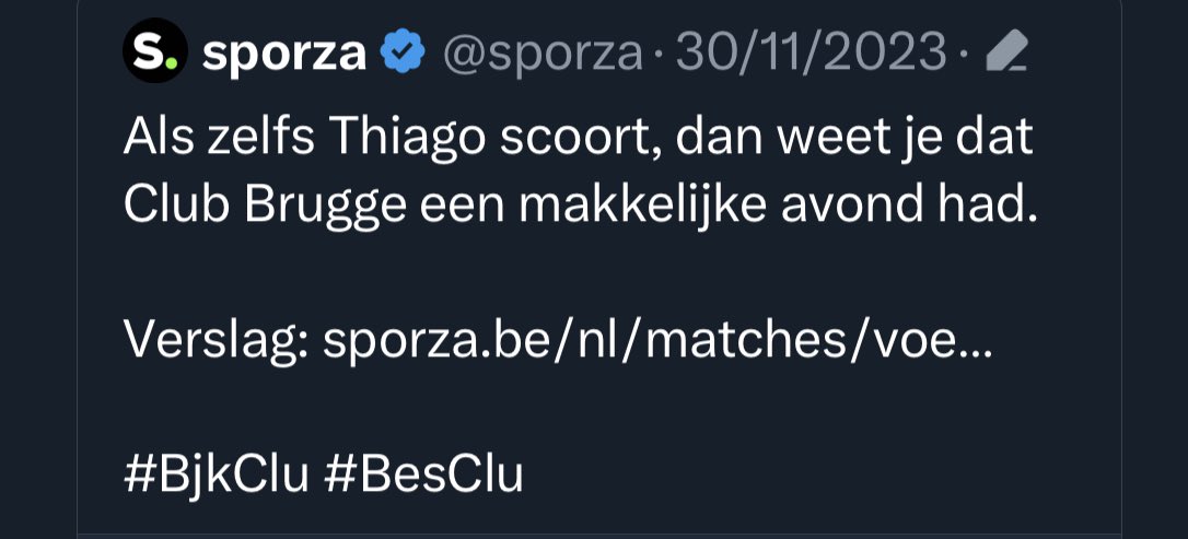 Sinds deze tweet van <a href="/sporza/">sporza</a> (intussen deleted) scoorde Thiago in *elke* wedstrijd (ja, ik reken KVM away erbij). 
17 goals in 11 matchen. Dat heet antwoorden op het veld. 
#ChaClu