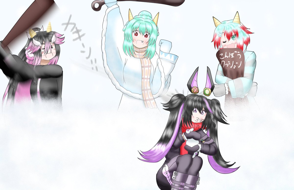 「おはよーん!進捗!鬼からの反撃だ!気をつけろ! 」|ぽかhiイネザメ🌾🐑🍚🌌👑🐬🛌🦉📕(✪ゴエルッソ)✨のイラスト