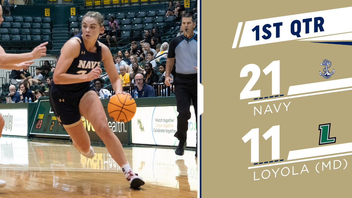 <a href="/espn/">ESPN</a> @PatriotLeagueTV Navy holds that 10-point lead over Loyola into the first quarter break, 21-11.

The Mids shot 53.8% (7-13) from the field. 

Kate Samson (8 pts), Sydne Watts (5 pts) and Zanai Barnett-Gay (5 pts) are pacing Navy.