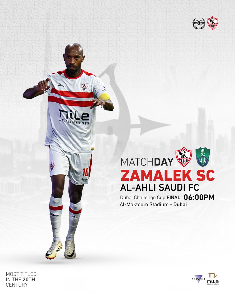 ZSCOfficial's tweet photo. مباراة اليوم 🏹

⚽️ الزمالك 🆚 الأهلي السعودي
🏆 نهائي كأس دبي للتحدي
⏰ 06:00 مساءً بتوقيت القاهرة
📺 قناة الزمالك

#Zamalek | #MostTitledIn20C | #الزمالك_أولًا https://t.co/MNSglsqdr9