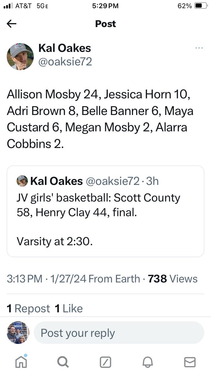Scott County Lady Cards get 2 wins today in district play with a Varsity and JV win over rival Henry Clay‼️
Varsity score SC 63 HC 62
JV score SC 58 HC 44
🔴⚪️🔵🏀
#CardinalPride 

See scoring from <a href="/oaksie72/">Kal Oakes</a>