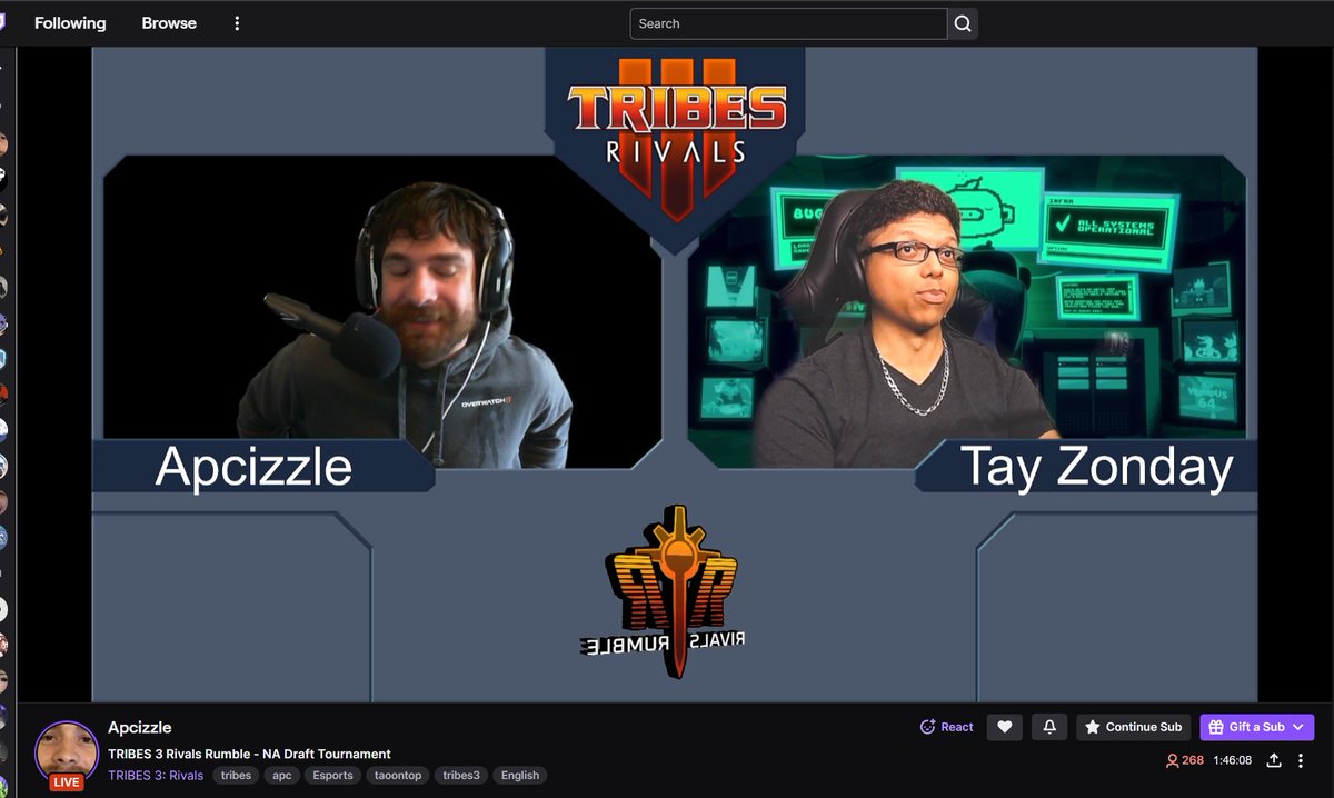 Tribes 3 Esports.

We have <a href="/TayZonday/">TayZonday</a> casting tournaments.

Shit's lit.