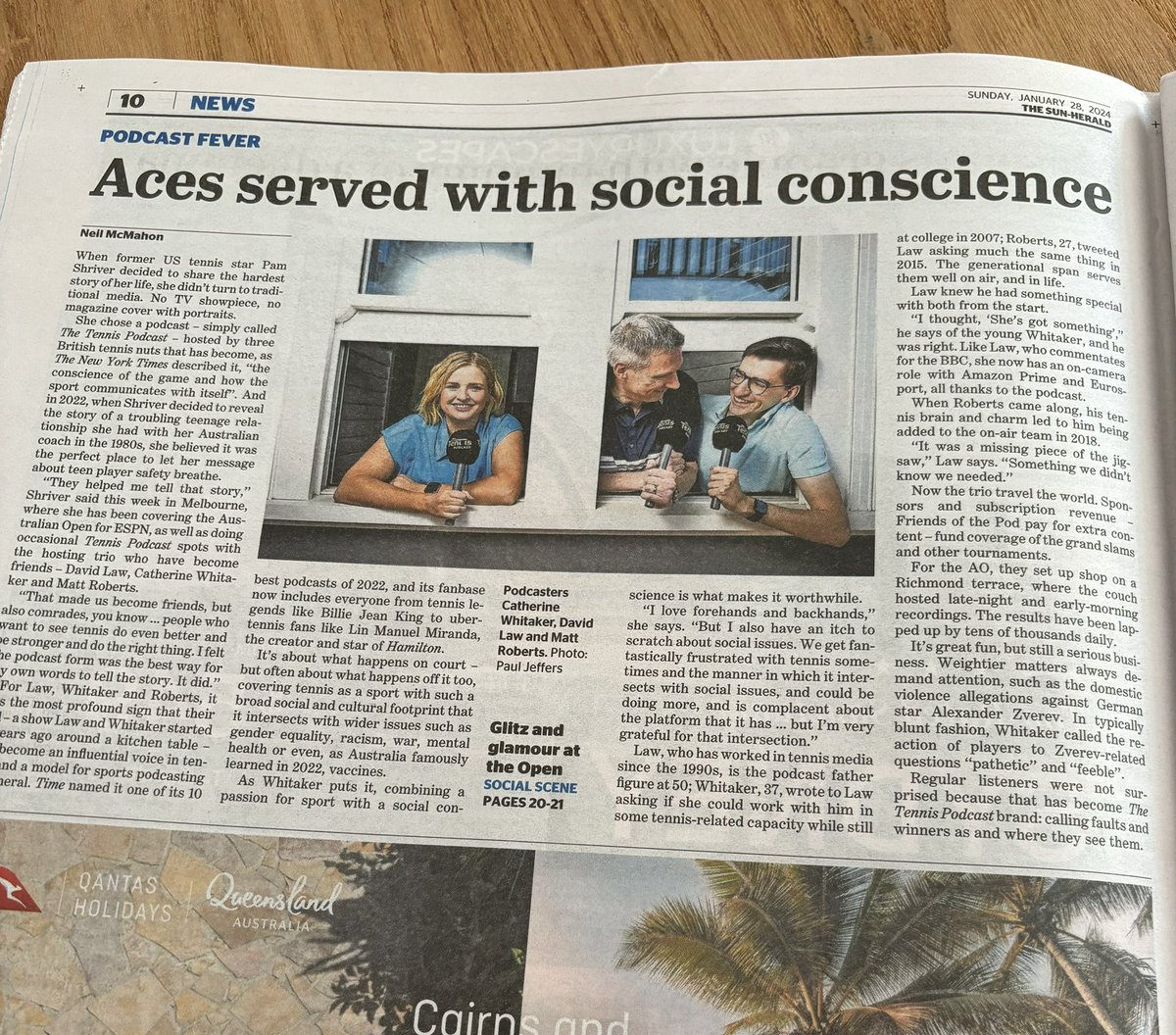 Have loved listening to <a href="/TennisPodcast/">The Tennis Podcast</a> since your early days. As I sit and read the 🇦🇺 Sunday papers, how cool to see you feature on page 10. A class act that really does know how to follow the intricate and beautiful game of 🎾. <a href="/CWhitakerSport/">Catherine Whitaker</a> <a href="/MattRobertsTTP/">Matt Roberts</a> <a href="/DavidLawTennis/">David Law</a>