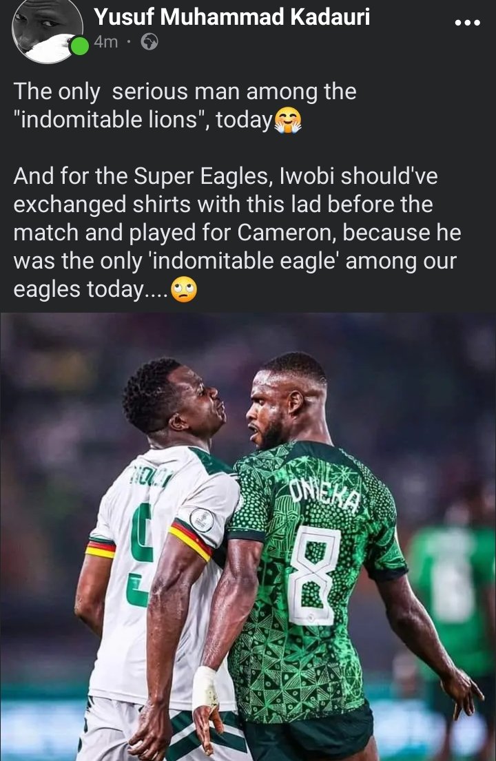 M_Y_Kadauri's tweet photo. #NigeriaVsCameroon https://t.co/t5ogbtgBdS