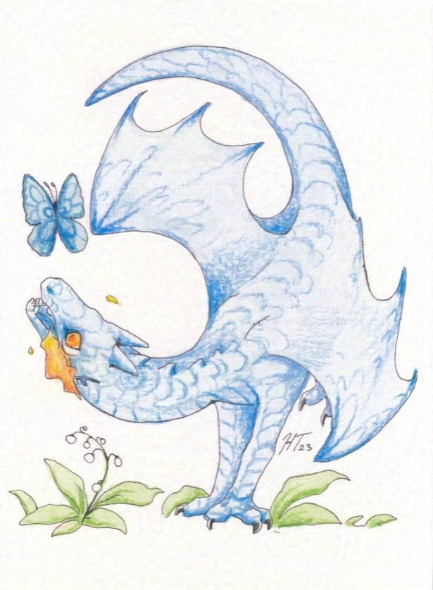 HeleneTimmaArt's tweet photo. A little dragon after a butterfly.

Daniel Smith Watercolors, Prismacolor pencils and a Pigma Micron ink pen on around 5x7 watercolor paper.

#watercolorpainting #dragon https://t.co/3GdpVN0DGO
