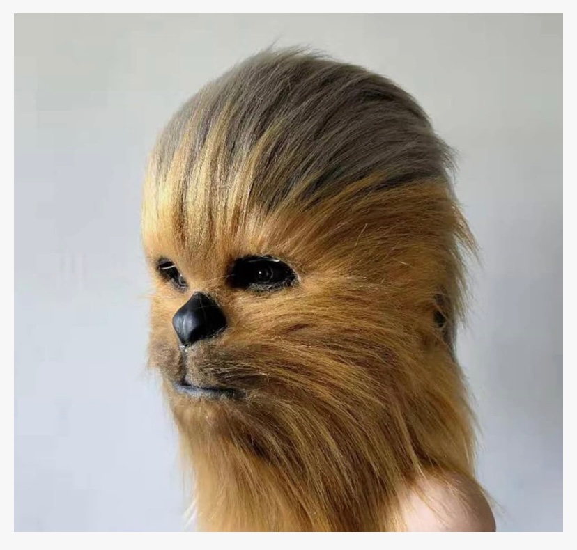 This promotional photo of a Chewbacca mask looks like the cover for an album that would have got 8.0 in Pitchfork in 2009