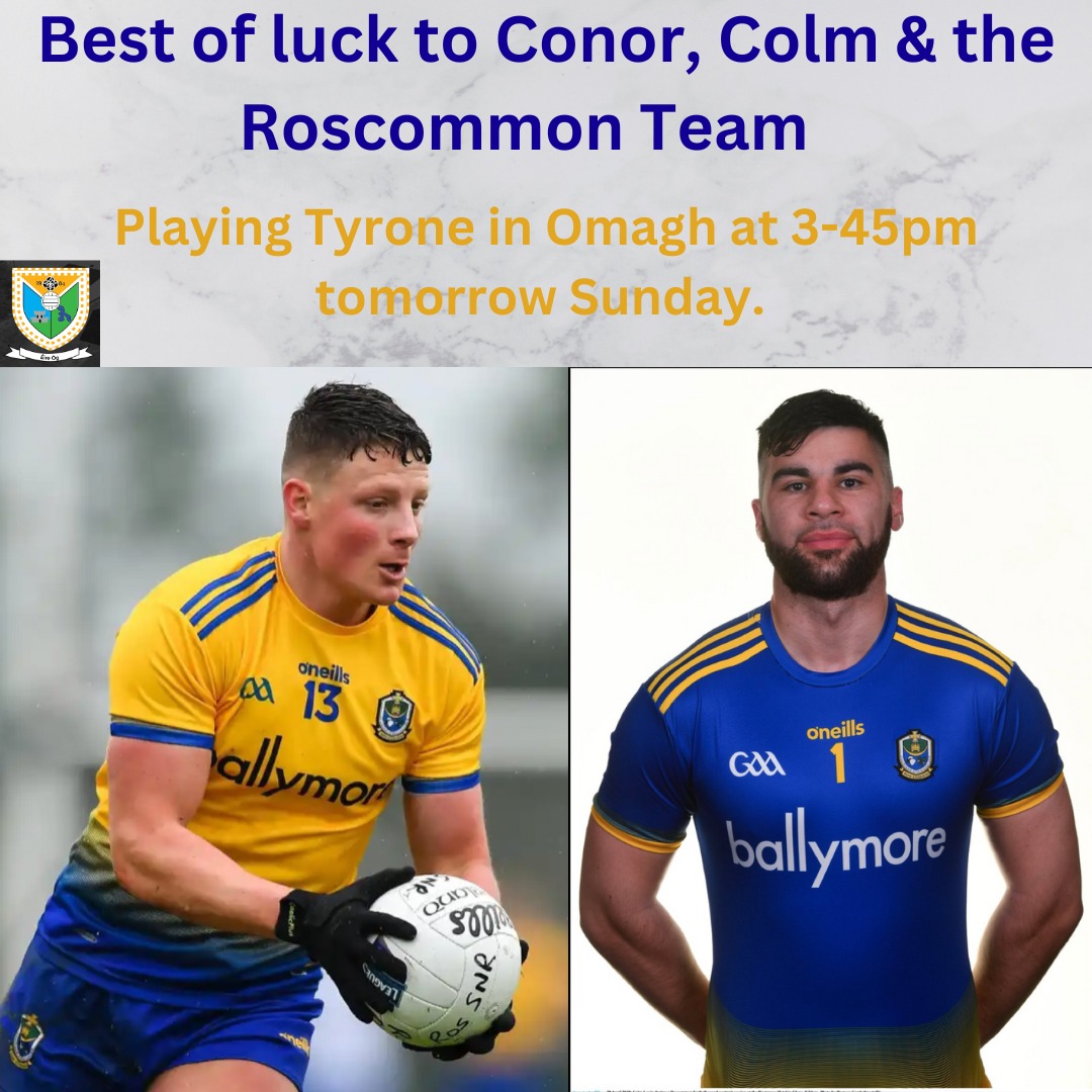 Best of luck tomorrow and safe journey to all who are travelling up to the match. #rosgaa