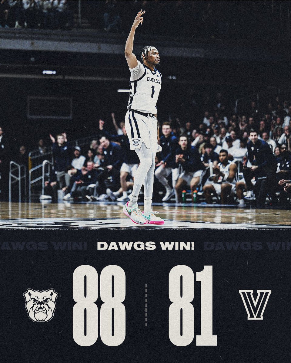 ButlerMBB's tweet photo. B is for Butler. V is for Victory. ✨ 

Dawgs win 2OT thriller against the Wildcats

#DawgsOnly https://t.co/4vQa9WpVVj