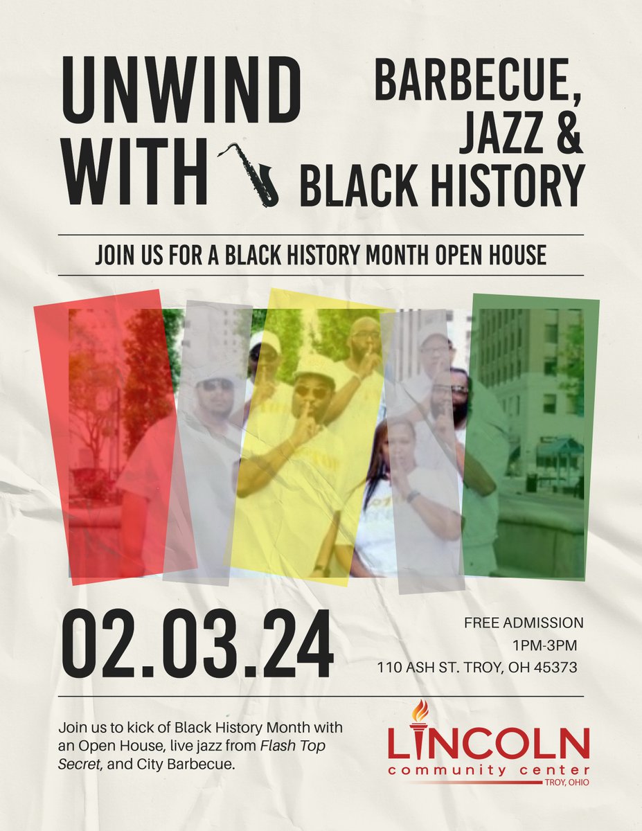 Join us at Lincoln Community Center next Saturday from 1pm-3pm for A Kickoff to Black History Month with Jazz from Flash Top Secret, City Barbecue (while it lasts), and an open house to celebrate the black history of the center! All are welcome! #BlackHistoryMonth  #LCCTroy