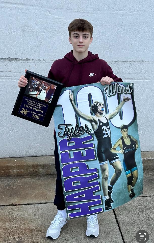 warrior_wrestle's tweet photo. Congratulations to senior @TyHarp07 on his 100th career win today by winning a conference title! https://t.co/3WShmmKchF