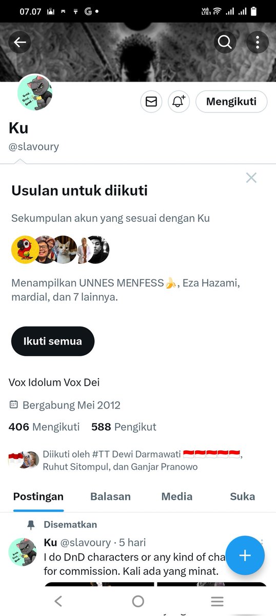 bagusire's tweet photo. @slavoury aku mengikuti mu karena presiden pilihanku @ganjarpranowo mengikuti mu 🤟🤟🤟 https://t.co/qn27YFGkKK