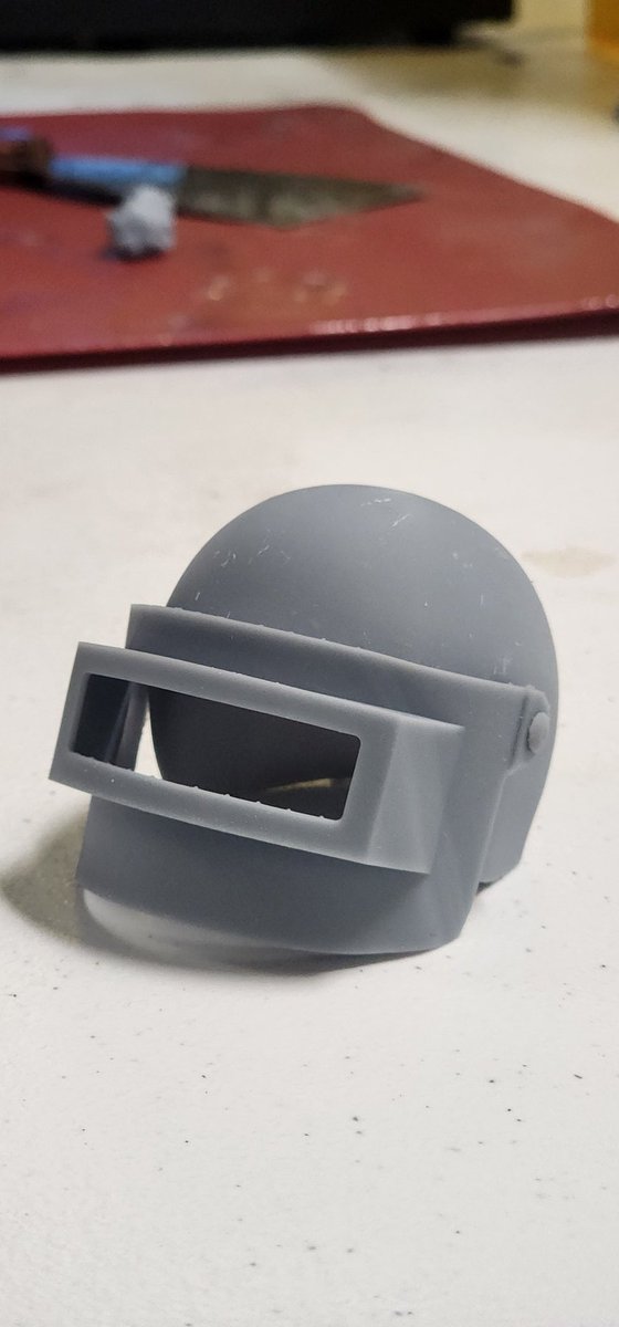 Solo420TV's tweet photo. So, I bought myself a 3d resin printer and have been playing around with it... you know I had to print a lvl 3 helmet...it is only 1/3 scale

Now, I'm just waiting for a 3d model being made of my pubg character so I can print him  #pubg https://t.co/neDIGOXIch