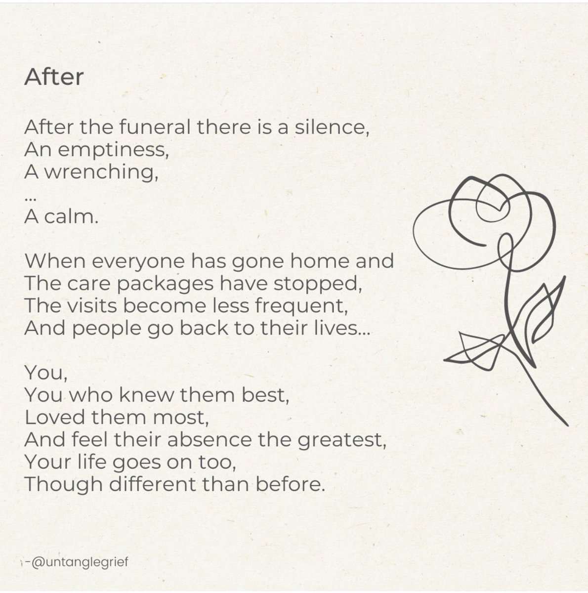 This is so true. Please reach out to those grieving after the funeral. It can often be the loneliest time. 🧡