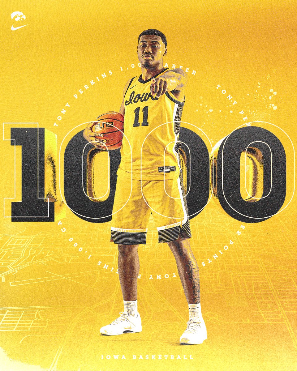 1K in Black &amp; Gold. 

The 52nd player to reach this milestone for the #Hawkeyes.

<a href="/Saucy___T/">Tony Perkins</a> 💥