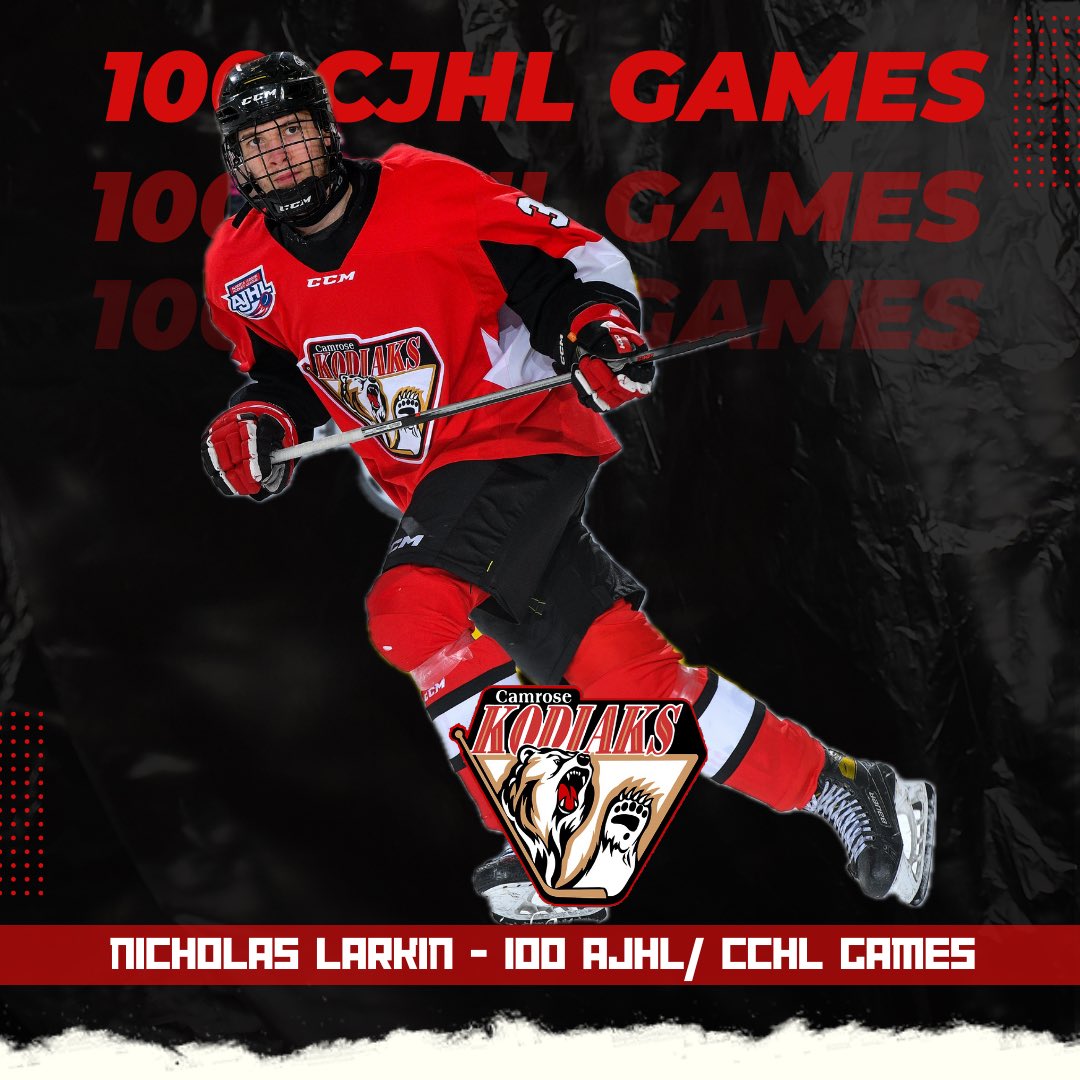 Another milestone! Larkin with his 100th CJHL game!