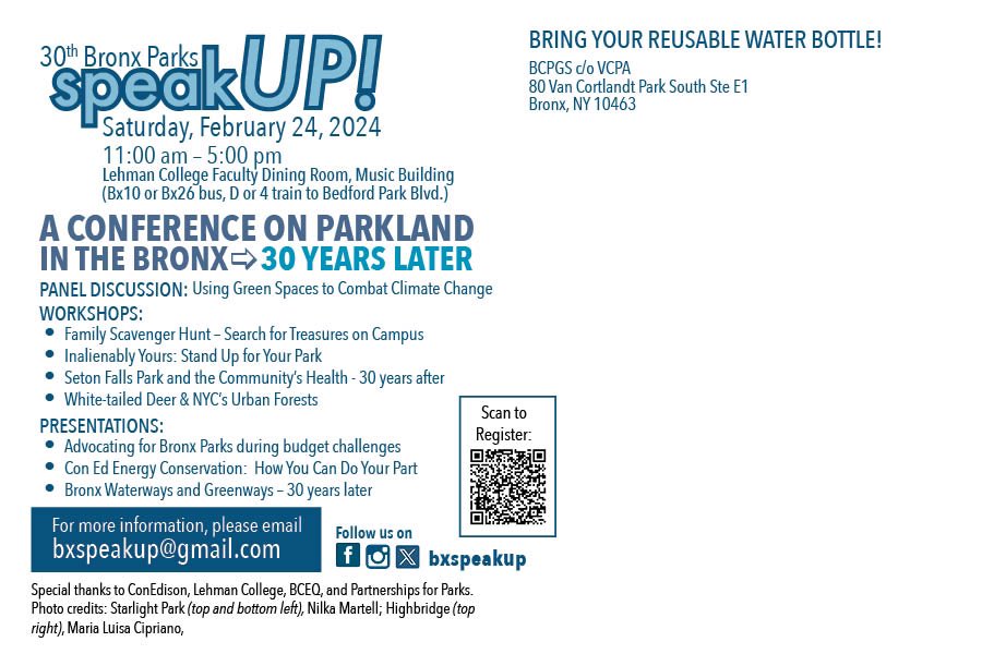 bxspeakup's tweet photo. We are looking forward to hosting our 30th Annual Bronx Parks Speak Up on Saturday, February 24th. ⬅️ to see the details for the day. 

Thank you to our sponsor: @conedison https://t.co/pHXO0CyOW9