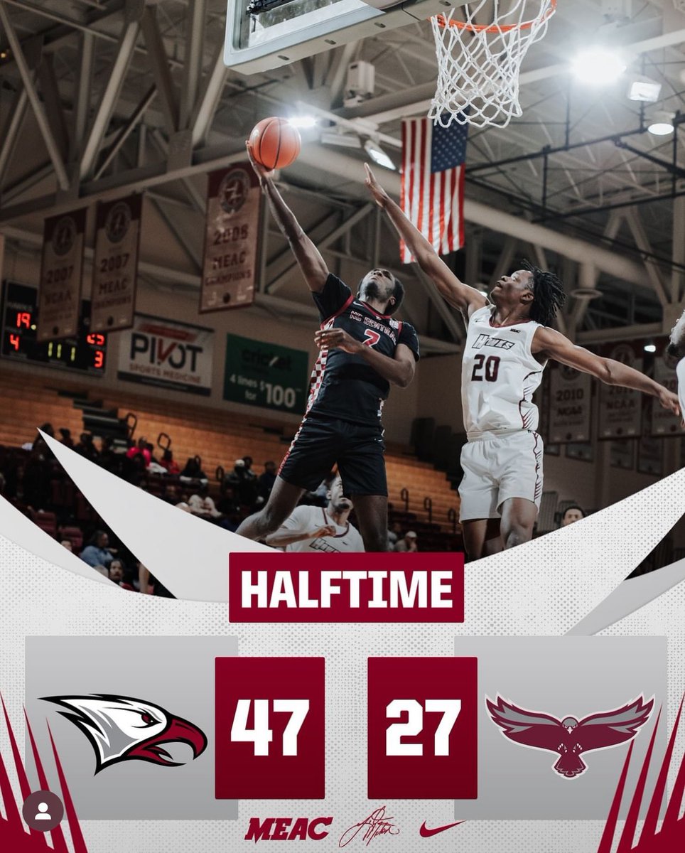 NCCU_MBB's tweet image. Your Eagles are up at the half. Second half coming up!