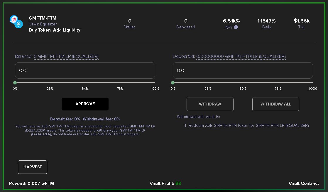GM <a href="/FantomFDN/">Fantom Opera</a> !

Say it AND yield it back with @GMFTMLFG's new vault on Xpandr giving you 6.5k% GMs per year!

$GMFTM $FTM #Xpandr