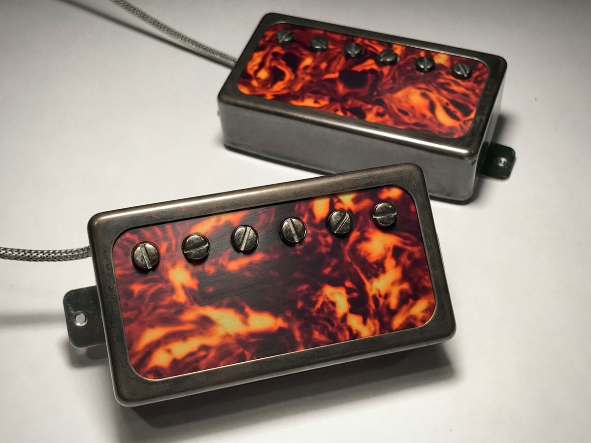 mdlpickups's tweet photo. SWEET-‘57, an early PAF humbucker, is inspired by the original no-sticker pup.  This requested Aged Black/Tortoise Insert combo is it! Available at 
https://t.co/pSAt60PoXD 
.
.
.
#electricguitar  #NAMMShow  #gibson #paf #humbucker #guitarpickups  #mdlpickups #MagnetoDesignLab https://t.co/wpZE0OQD3W