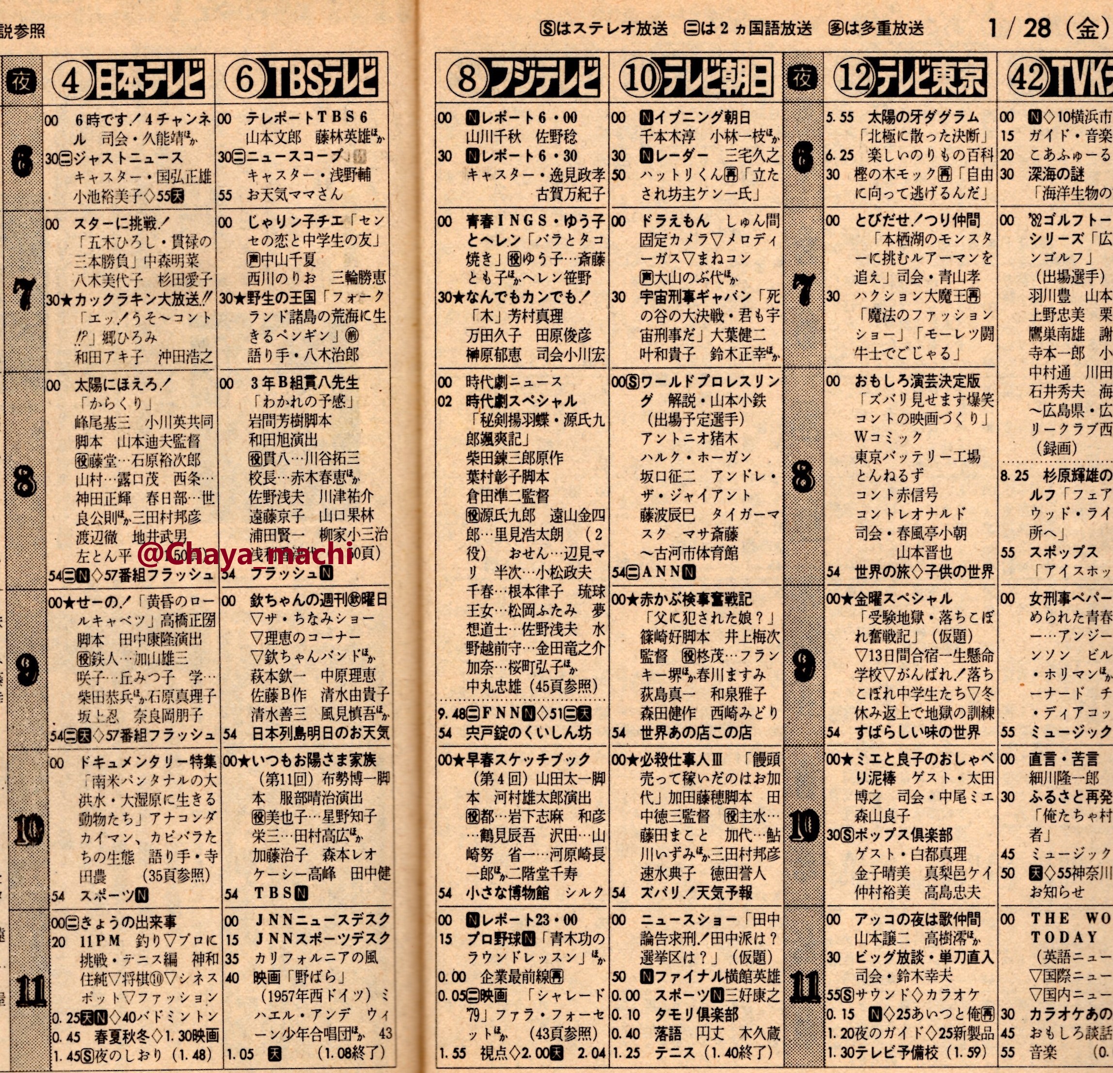 美品】ONTV 1983年3月 アメリカテレビ番組表