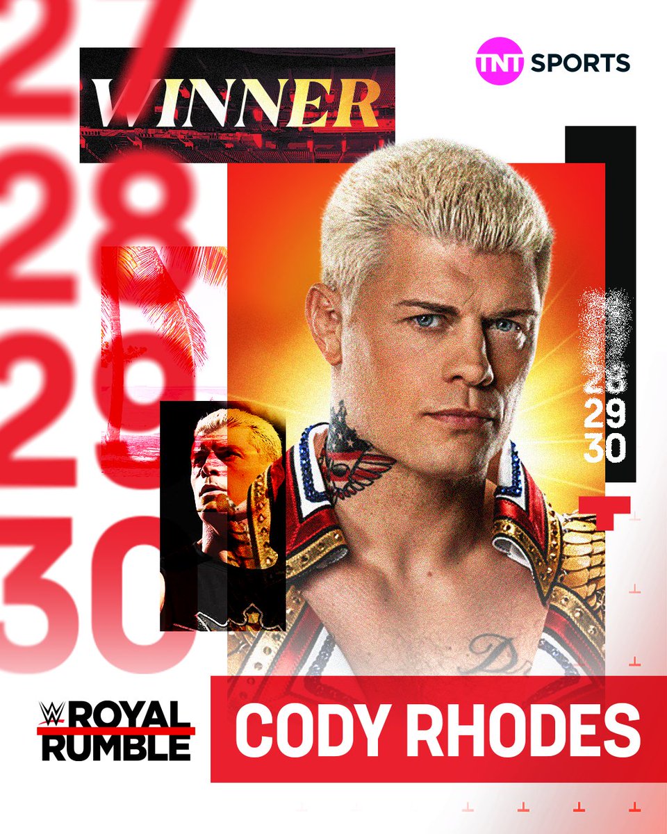 𝗧𝗜𝗠𝗘 𝗧𝗢 𝗙𝗜𝗡𝗜𝗦𝗛 𝗧𝗛𝗘 𝗦𝗧𝗢𝗥𝗬! 🏆

@CodyRhodes has won the Royal Rumble for the second year in a row and will main event WrestleMania XL! 🇺🇸 💀

#RoyalRumble | #WrestleMania 