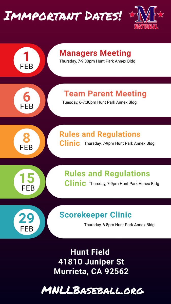 ⚾Save these important upcoming dates for Spring Ball⚾