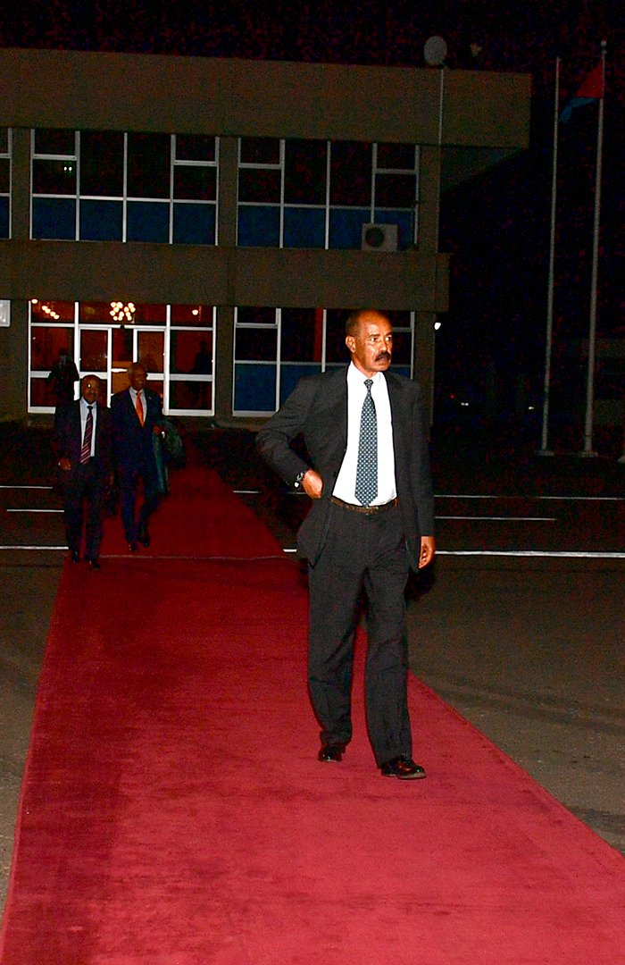 hawelti's tweet photo. President Isaias Afwerki departed to Italy in early morning hours today to participate at the Africa-Italy Summit.  Presidential entourage includes Foreign Minister Osman Saleh and Commissioner for Culture and Sport, Amb. Zemede Tecle https://t.co/8h7G77LmiV
