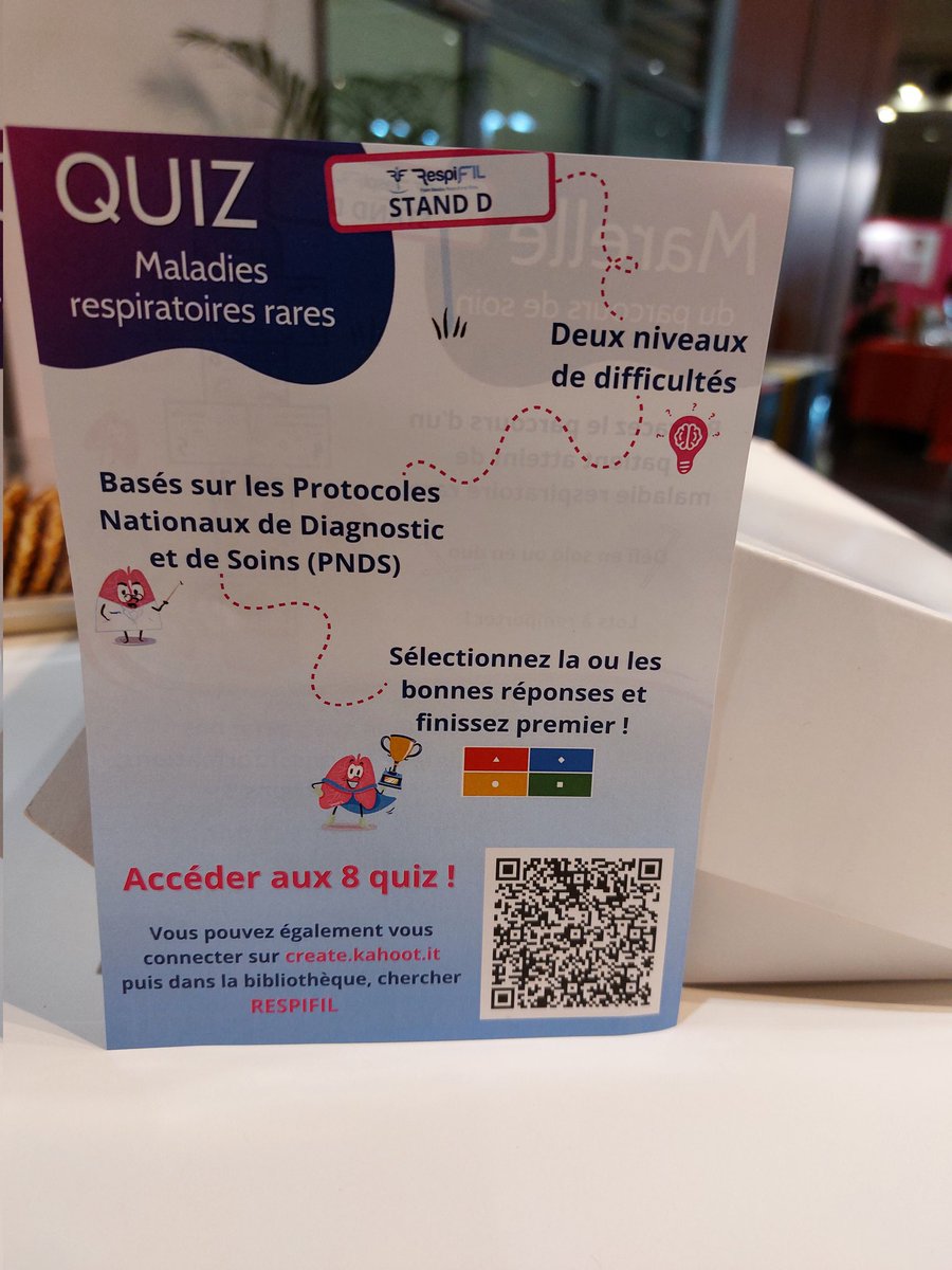 RespiFIL's tweet photo. 🔴 J3 #CPLF2024 :
📍 @lillefrance @LilleGrandPalai
Rejoignez-nous ce dimanche 2️⃣8️⃣ pour continuer à apprendre en s'amusant ✨️ et testez vos connaissances #maladiesrespiratoiresrares 🫁 par quiz ✅️ Kahoot... 🥇🎁🎉
#respifil_cplf2024
#OrphaLung #PulmoTension #RespiRare https://t.co/ctKGdvidCN