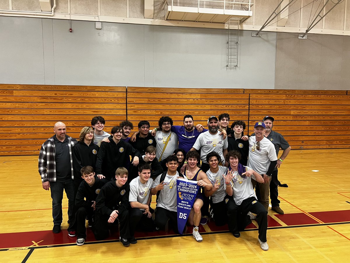 EscalonHiSports's tweet photo. Congratulations to Coach Scott and the Wrestling team on winning the  @cifsjs D5 Team Dual Section Championship 39-27 over Sutter. 
#SectionChamps #CougarCountry @escalontimes @EscalonFootball @Quade1095 @BlackHatFootbal https://t.co/EVoIly4K1p