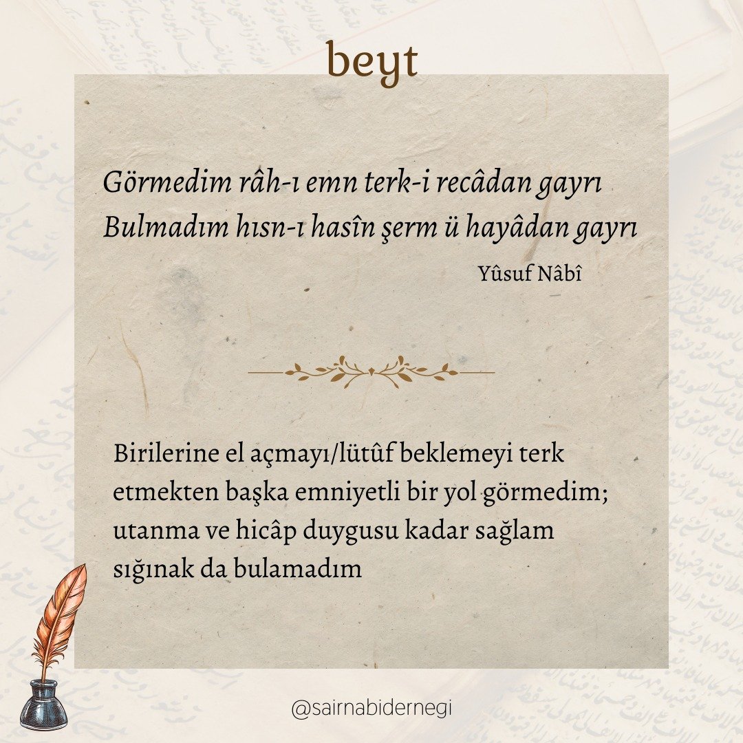 sadra__sifa's tweet photo. Güvenli ve huzur içinde yaşamak istersen...
.
#beyt #beyit #efsanebeyitler #klasikşiir #dîvânşiiri #NâbîŞiirleri #Nâbî https://t.co/2Q0kx4jJom