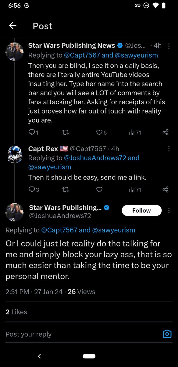 FFast48's tweet photo. @JoshuaAndrews72 @Capt7567 @sawyeurism You and the virtue signaling twats like you are what's toxic in the Star Wars fandom.  Let's look at Daisy's own words when asked about sexism &amp; her treatment with in the fandom. Is that real enough for you, you lazy fuck. Block all you want... #StarWars https://t.co/85YpyV6a7Z