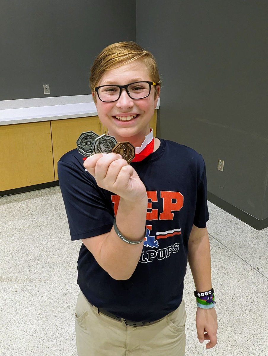 So proud of this guy! Three medals in his first SciOly. Happy to be a part of the AE Phillips Bullpups team #ScienceOlympiad