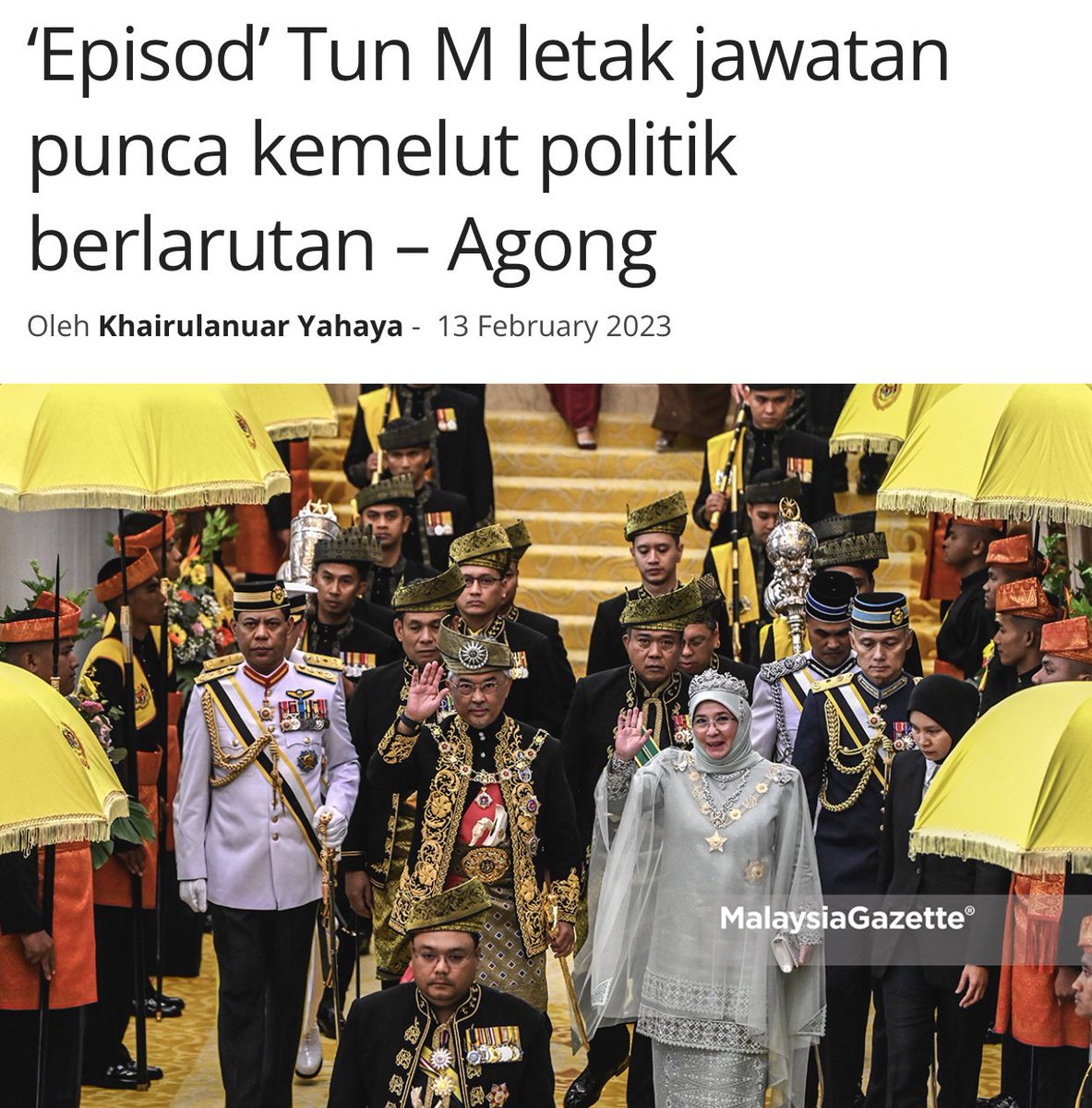 amer7211's tweet photo. Mahathir dan kerosakan yang dibawanya kepada negara. 

📌 Titah YDP Agong dalam Majlis Jamuan Negara semalam.

"Menukar Perdana Menteri setiap tahun juga tidak akan menjamin apa-apa. Akibatnya, rakyat akan menderita, ekonomi akan merudum sehingga akhirnya negara menjadi tidak stabil". 
https://t.co/xqtRJeq9uB

📌 Titah YDP Agong selepas Kerajaan tebuk atap diangkat menjadi pemerintah hampir 4 tahun lalu.

"Dalam pertemuan tersebut, Beta telah meminta Yang Berhormat Tun Dr Mahathir bin Mohamad untuk tidak meletak jawatan. Namun beliau tetap dengan keputusannya".
https://t.co/rE7roJxlwz

Maka bermulalah episod kemelut politik negara berpunca daripada itu. Pemimpin2 rakus untuk menjadi Perdana Menteri dengan cara tebuk atap. Akibat daripada itu, negara menyaksikan ketidakstabilan Kerajaan di bawah pimpinan Mahiaddin dan Ismail Sabri. 

Tunku Abdul Rahman benar apabila dia mengatakan, "This one man alone (Mahathir), will bring down this nation".